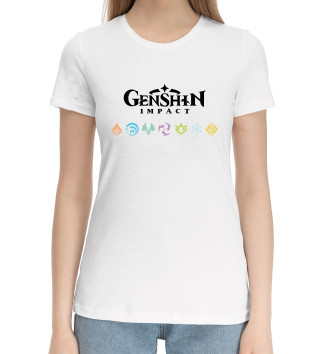 Хлопковая футболка Genshin Impact, Elements