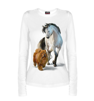 Лонгслив Чау-чау и белый конь