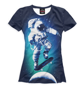 Футболка для девочек Космонавт-скейтер