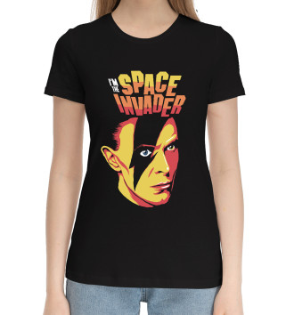 Женская Хлопковая футболка David Bowie Space Invader