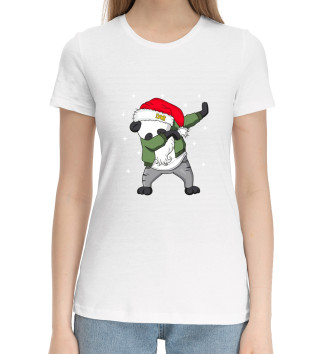 Женская Хлопковая футболка DAB панда дед мороз