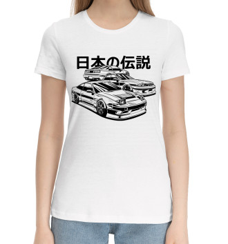 Женская Хлопковая футболка Японские Легенды. 240Sx, Skyline, 300ZX