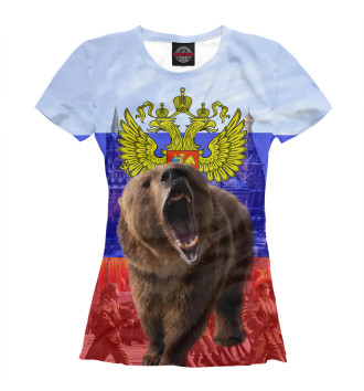 Женская Футболка Русский медведь