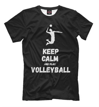 Мужская Футболка Keep calm and play volleyball