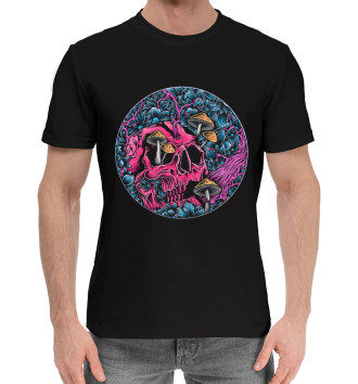 Мужская Хлопковая футболка Череп грибы