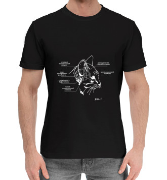 Мужская Хлопковая футболка Строение мозга кота