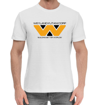 Мужская Хлопковая футболка weyland corp dark