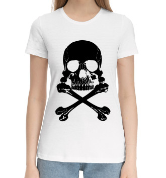 Женская Хлопковая футболка Череп и кости