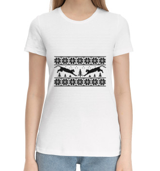 Женская Хлопковая футболка Свитер с пумами