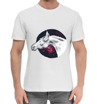 Мужская Хлопковая футболка Мой космос - лошади
