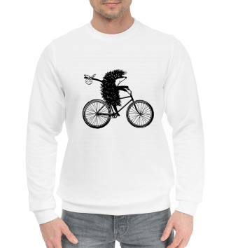 Мужской Хлопковый свитшот Ежик на велосипеде