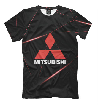Мужская Футболка Mitsubishi фон геометрия