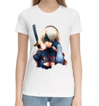Женская Хлопковая футболка 2b Nier Automata art