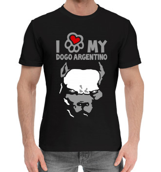 Мужская Хлопковая футболка I my dogo argentino