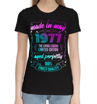 Женская Хлопковая футболка Made In May 1977 Vintage Neon