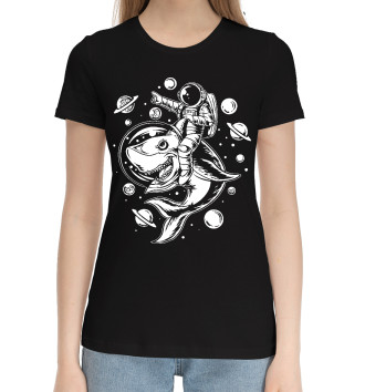 Женская Хлопковая футболка Space shark