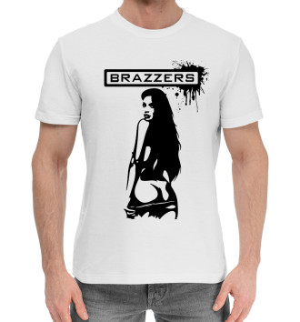 Мужская Хлопковая футболка Сексуальная девушка Brazzers