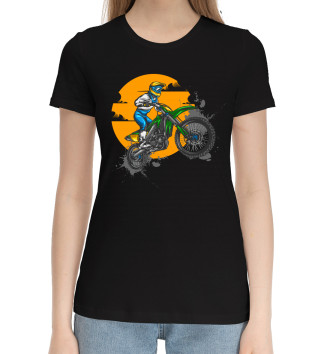 Женская Хлопковая футболка Мотоциклист