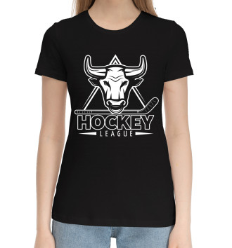 Женская Хлопковая футболка Hockey league