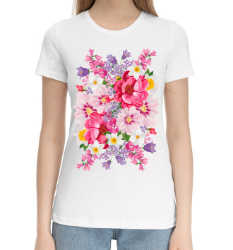 Женская Хлопковая футболка Полевые цветы