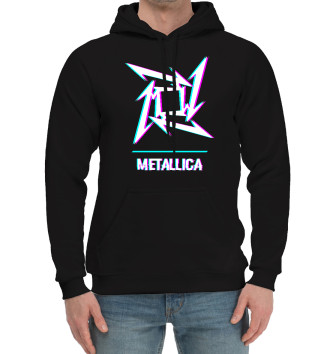 Мужской Хлопковый худи Metallica Glitch Rock Logo