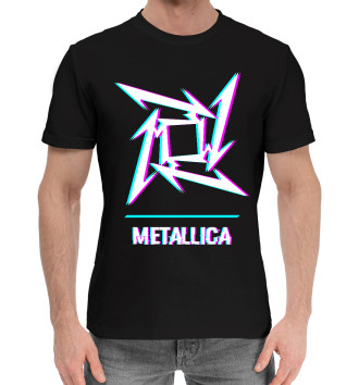 Мужская Хлопковая футболка Metallica Glitch Rock Logo