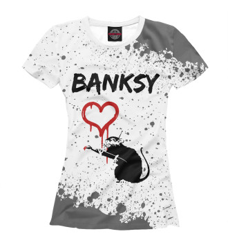Женская Футболка Banksy - Крыса и Сердечко