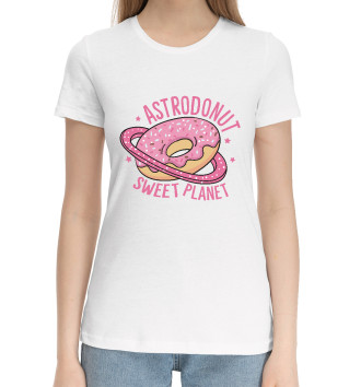 Женская Хлопковая футболка Планета Пончик