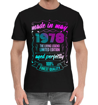 Хлопковая футболка Made In May 1978 Vintage Neon