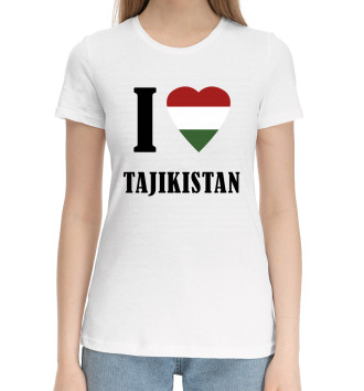 Женская Хлопковая футболка I love Tajikistan