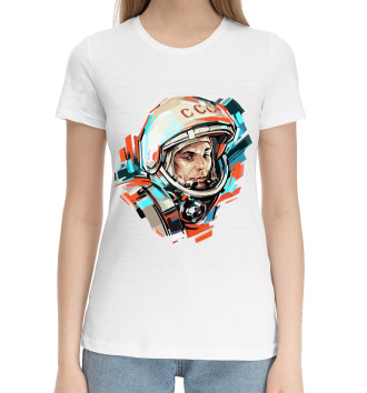 Женская Хлопковая футболка Гагарин