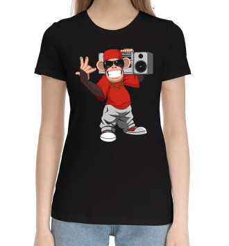 Хлопковая футболка Горилла с магнитофном