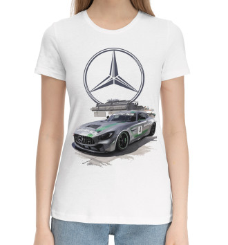 Женская Хлопковая футболка Mercedes AMG