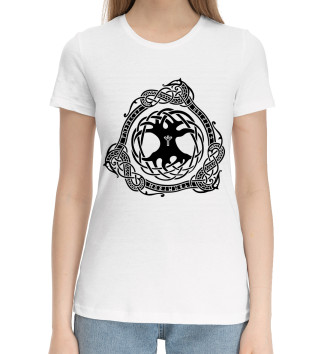 Женская Хлопковая футболка Древо Жизни и Руны