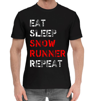 Мужская Хлопковая футболка Eat Sleep Snow Runner Repeat