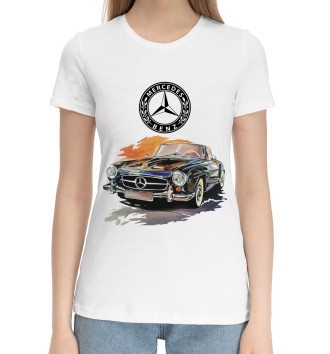 Женская Хлопковая футболка Mercedes retro