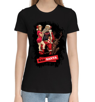 Женская Хлопковая футболка Bad santa