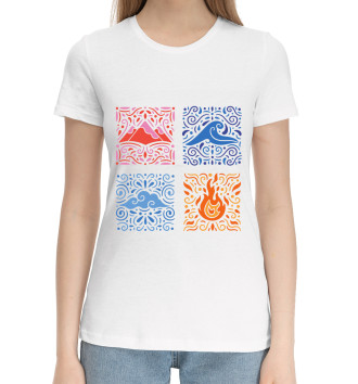 Женская Хлопковая футболка Четыре Элемента Стихии