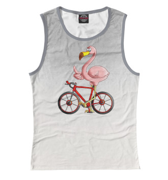 Женская Майка Flamingo Riding a Bicycle