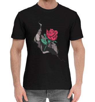 Хлопковая футболка Трещина с розой