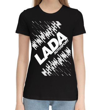 Женская Хлопковая футболка Lada Autosport - Глитч