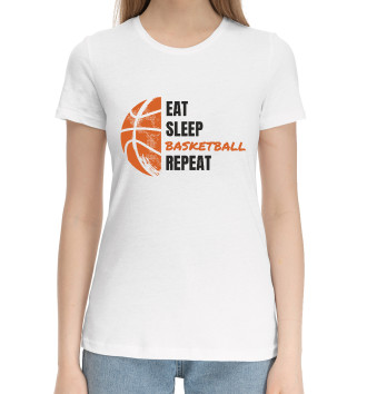Хлопковая футболка Еда, сон, баскетбол