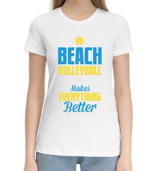 Женская Хлопковая футболка Beach Volleyball