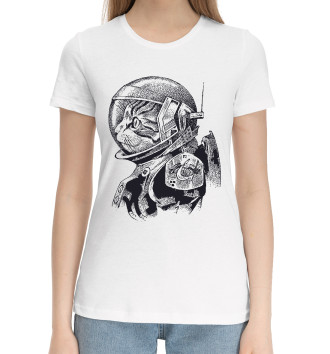 Женская Хлопковая футболка Space Cat