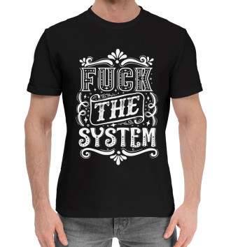 Мужская Хлопковая футболка Fuck the system