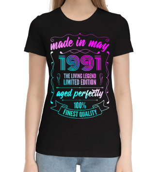 Хлопковая футболка Made In May 1991 Vintage Neon