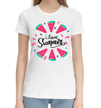 Женская Хлопковая футболка I like summer