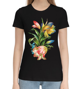 Женская Хлопковая футболка Красивые цветы