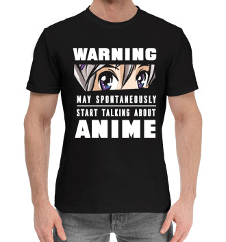 Мужская Хлопковая футболка Warning Anime