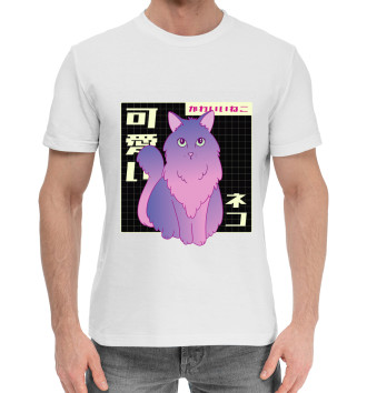 Мужская Хлопковая футболка Vaporwave Cat